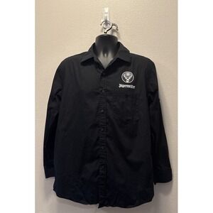 Cool Mens L Jagermeister Black Button‎ Down 1 Pocket Long Sleeve Shirt